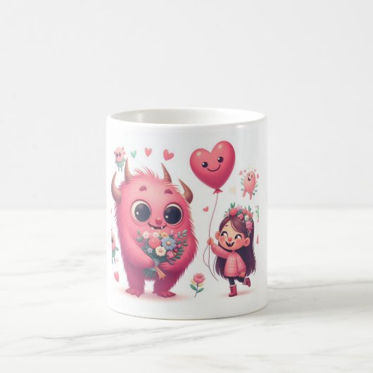 Mooi roze monster en het meisje koffiemok (Center)