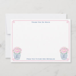 Mooi Roze Pioenrozen Porseleinen Bruidsdouche Vaas Bedankkaart