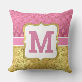 Mooi Roze Prinses Glitter Stippen & Gouden Art Dec Kussen
