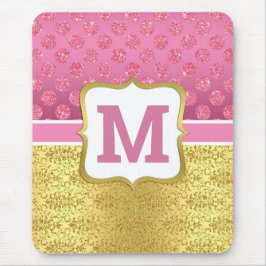 Mooi Roze Prinses Glitter Stippen & Gouden Art Dec Muismat