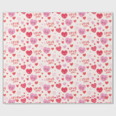Mooi Roze Rode Hartjes Patroon Cadeaupapier (Vlak)