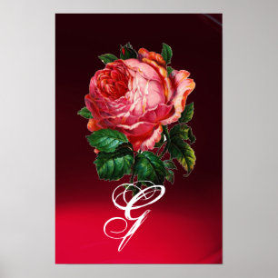 MOOI ROZE ROOS MONOGRAM POSTER