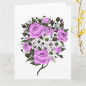 Mooi roze Rose boeket Kaart (Gele Bloem)
