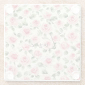 Mooi Roze Rozen Bloemige Bruids Bruiloft Glazen Onderzetter (Achterkant)