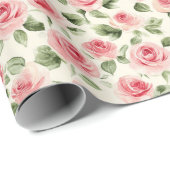 Mooi Roze Rozen Bloemige Bruids Shower Cadeaupapier (Rol Hoek)