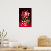 MOOI ROZE ROZEN MONOGRAM POSTER (Keuken)