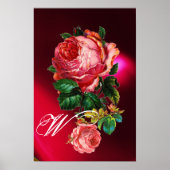 MOOI ROZE ROZEN MONOGRAM POSTER (Voorkant)