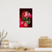 MOOI ROZE ROZEN MONOGRAM POSTER (Keuken)