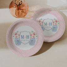 Mooi Roze Rozen Monogram Trouwfeest