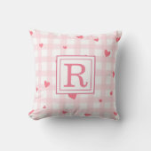 Mooi roze ruit & harten Monogram baby nursery Kussen (Voorkant)