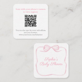 Mooi Roze Strik Bad Shower QR Code RSVP Informatiekaartje