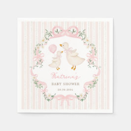 Mooi Roze Strik Dwaze Gans Meisje Baby Shower Servet