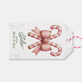 Mooi Roze Suikerstok Kerstmis Cadeaulabel