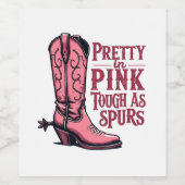 Mooi roze, taai als sporen, cowgirl laars western wijn etiket (Enkel label)