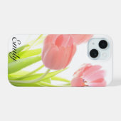 Mooi Roze Tulpen | Aangepaste Bloemen iPhone 15 Case (Achterkant horizontaal)