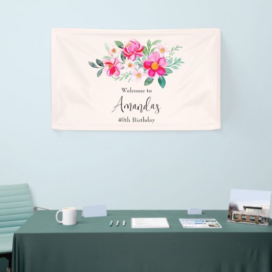 Mooi roze ventilator Bouquet Birthday Welkom Spandoek (Beurs)