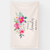 Mooi roze ventilator Bouquet Birthday Welkom Spandoek (Verticaal)