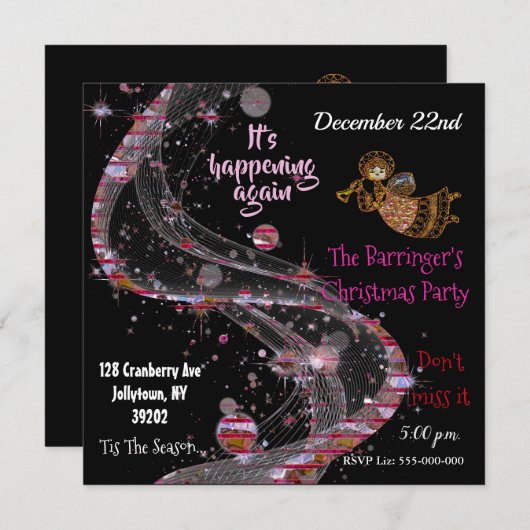 Mooi Roze Viering Kerst Feest Leuk Kaart (Voorkant / Achterkant)