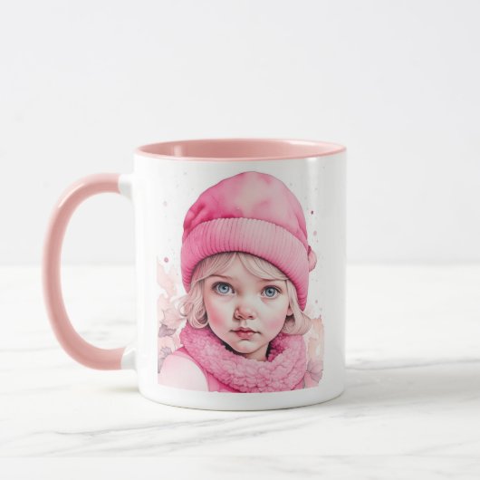 Mooi Roze Vintage Meisje en Citaat Mok (Links)