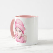Mooi Roze Vintage Meisje en Citaat Mok (Voorkant links)