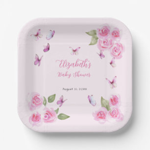 Mooi Roze Vlinder Baby Shower Papieren Bord