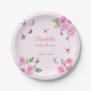 Mooi Roze Vlinder Baby Shower Papieren Bord