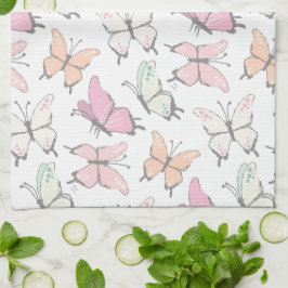 Mooi roze vlinderpatroon theedoek