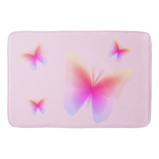 Mooi roze vlinderprint op roze badmat (Voorkant)
