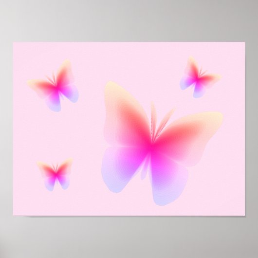 Mooi roze vlinderprint op roze poster (Voorkant)