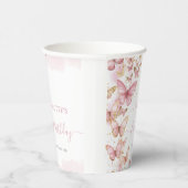 Mooi Roze Vlinders 1e 2e Sweet 16 Verjaardag Papieren Bekers (Rechts)