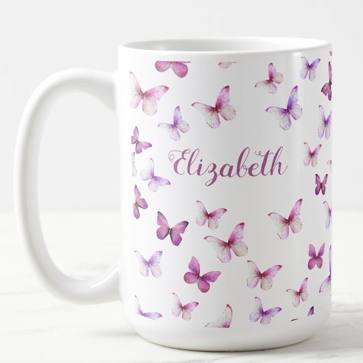 Mooi Roze Vlinders Aangepaste Naam Koffiemok