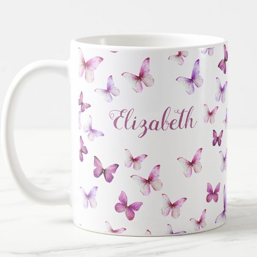 Mooi Roze Vlinders Aangepaste Naam Koffiemok