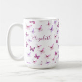 Mooi Roze Vlinders Aangepaste Naam Koffiemok (Links)