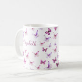 Mooi Roze Vlinders Aangepaste Naam Koffiemok (Voorkant links)