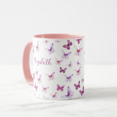 Mooi Roze Vlinders Aangepaste Naam Mok (Voorkant links)