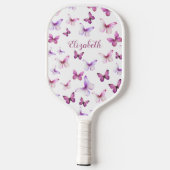 Mooi Roze Vlinders Aangepaste Naam Pickleball Paddle (Achterkant)