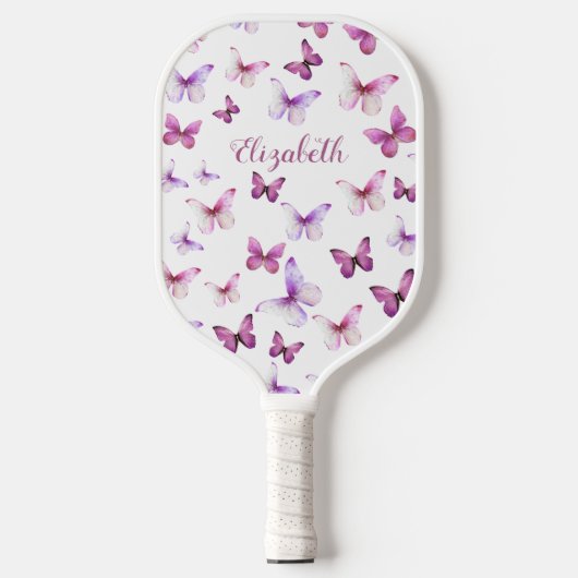 Mooi Roze Vlinders Aangepaste Naam Pickleball Paddle (Voorkant)
