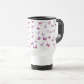 Mooi Roze Vlinders Aangepaste Naam Reisbeker (Voorkant rechts)