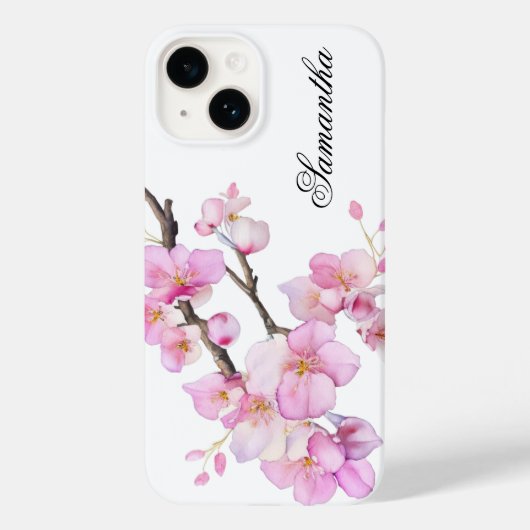 Mooi roze waterverf kersenbloesems script Case-Mate iPhone case (Achterkant)