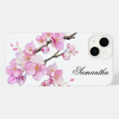 Mooi roze waterverf kersenbloesems script Case-Mate iPhone case (Achterkant (horizontaal))