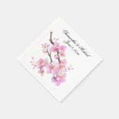 Mooi roze waterverf kersenbloesems script servet (Hoek)