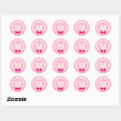 Mooi Roze Wit Ontwerp Gepersonaliseerd Monogram Ronde Sticker (Vel)