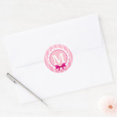 Mooi Roze Wit Ontwerp Gepersonaliseerd Monogram Ronde Sticker (Envelop)