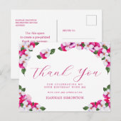 Mooi roze witte bloem 60e verjaardag bedankt briefkaart (Voorkant / Achterkant)