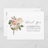 Mooi roze witte bloemige 100e verjaardag Bedankt Briefkaart (Voorkant / Achterkant)