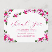 Mooi roze witte bloemige bedankt voor je 100e verj briefkaart (Voorkant)