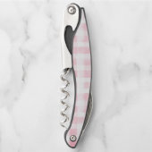 Mooi roze witte geruite strepen bruidsdouche kurkentrekker (Voorkant)