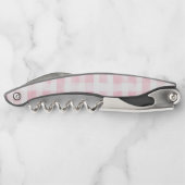 Mooi roze witte geruite strepen bruidsdouche kurkentrekker (Achterkant)