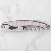 Mooi roze witte geruite strepen bruidsdouche kurkentrekker (Voorkant)