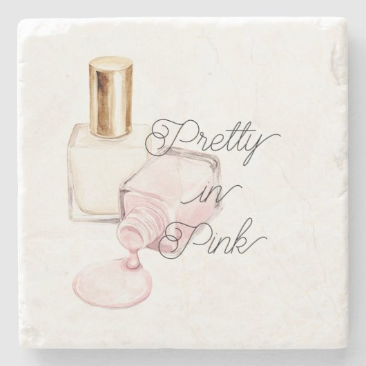 Mooi roze witte nagellak stenen onderzetter (Voorkant)